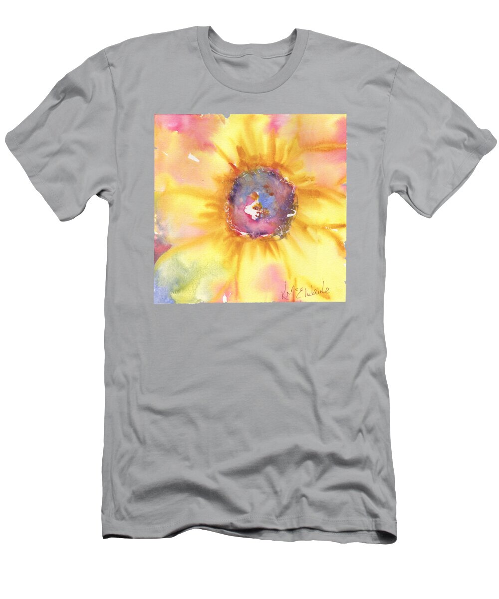 Sunflower T-Shirt featuring the painting Sunflower for Judy FA263 watercolor by KMcElwaine by Kathleen McElwaine