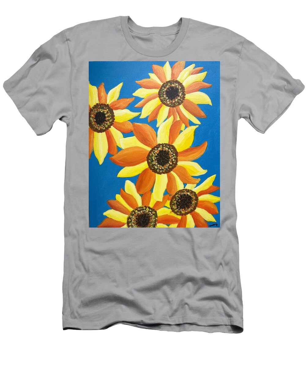 Sunflower T-Shirt featuring the painting Sunflowers Five by Christina Wedberg