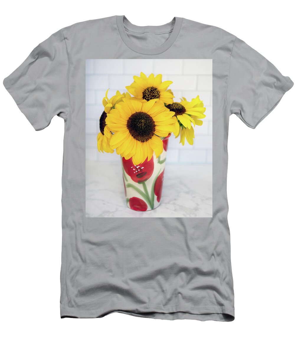 Sunflowers T-Shirt featuring the photograph Sunflowers in Vase by Rebecca Cozart