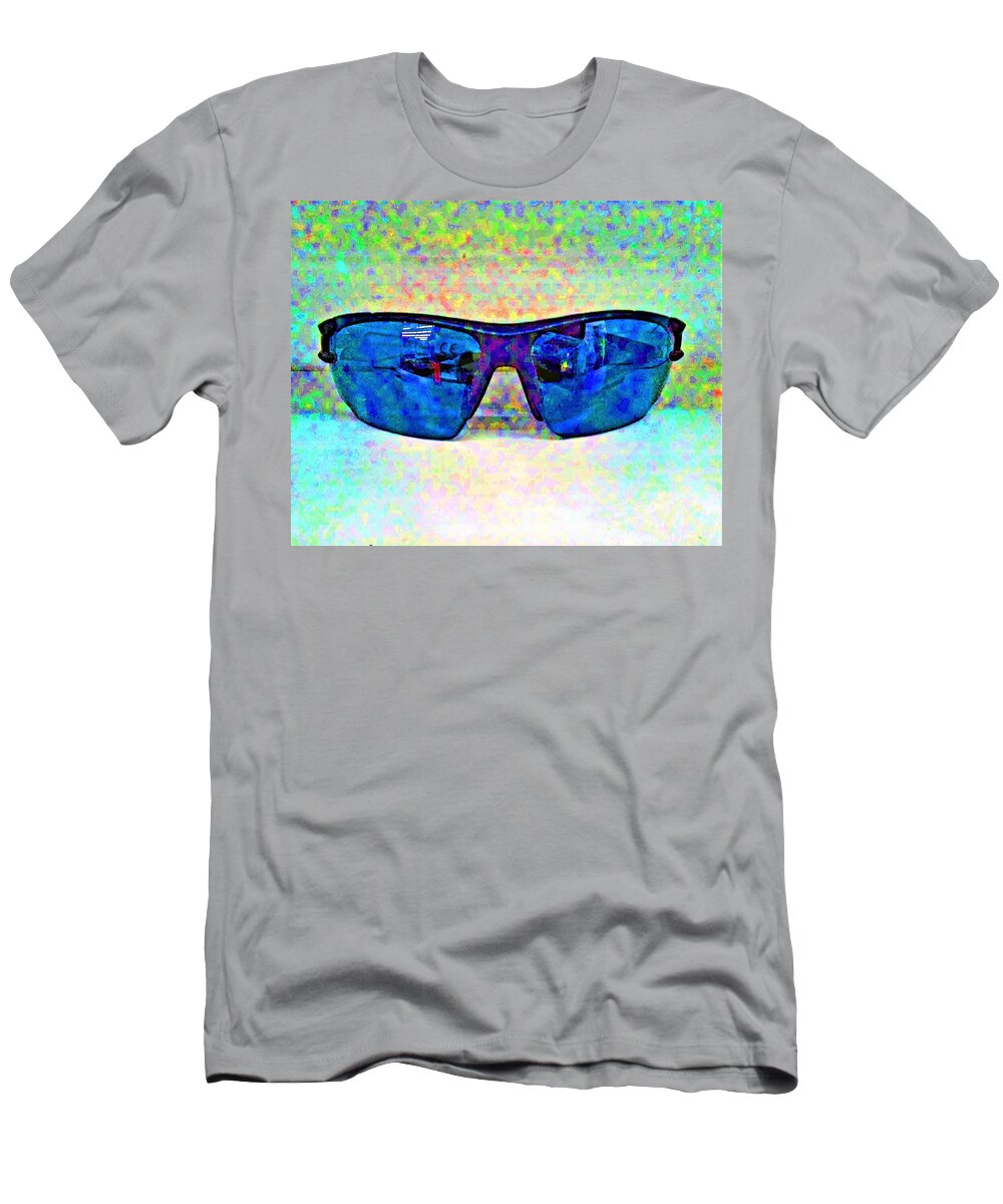 Glasses T-Shirt featuring the photograph Sunglasses Solarized by Andrew Lawrence
