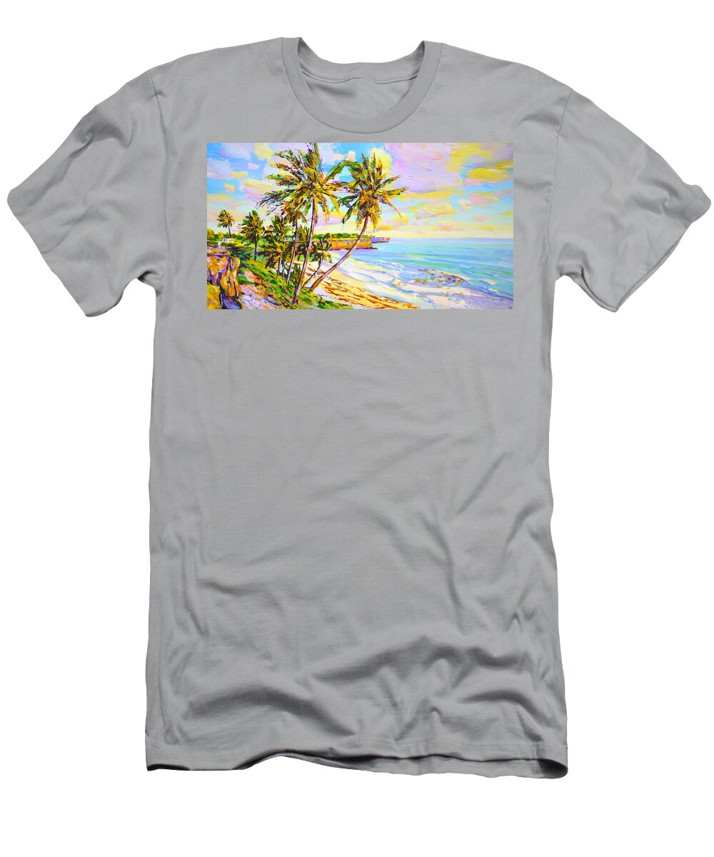 Ocean T-Shirt featuring the painting Sunny Beach. Ocean. by Iryna Kastsova