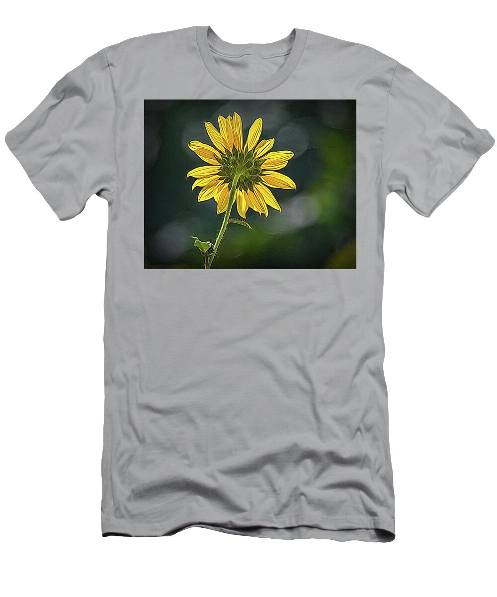 Bloom T-Shirt featuring the photograph Sunny Sunflower Following the Sun With Enhancements by Debra Martz