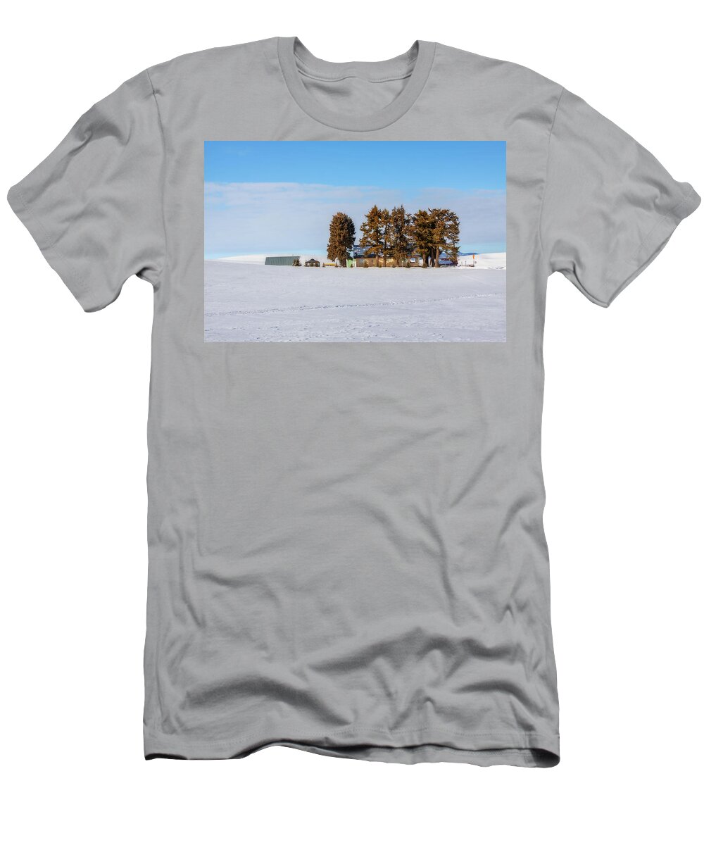 Palouse T-Shirt featuring the photograph Sunny winter day by Tatiana Travelways