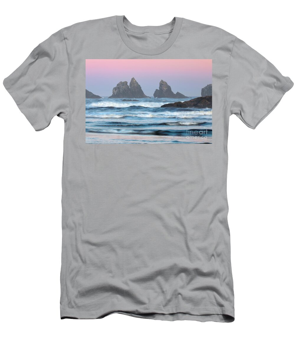 Sunrise T-Shirt featuring the photograph Sunrise At Bandon Beach by Doug Sturgess