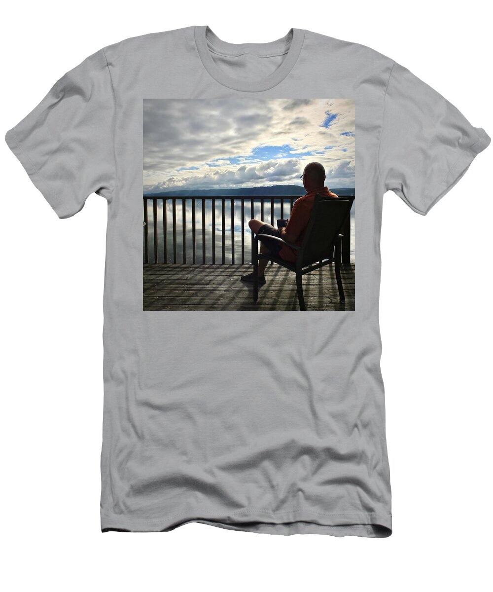 Deck T-Shirt featuring the photograph Sunrise on the Deck by Carol Jorgensen