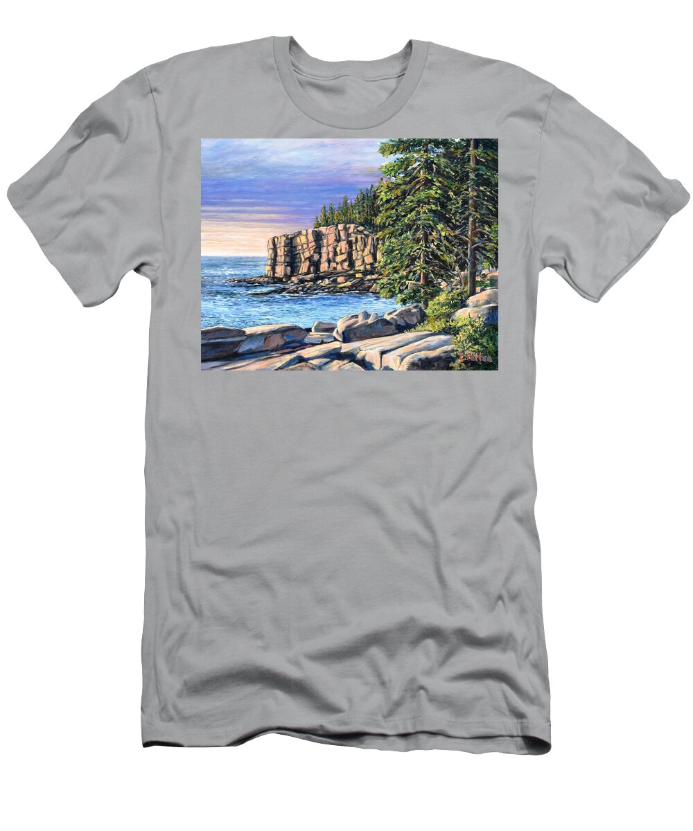 Ocean T-Shirt featuring the painting Sunrise Otter Cliff, Acadia by Eileen Patten Oliver