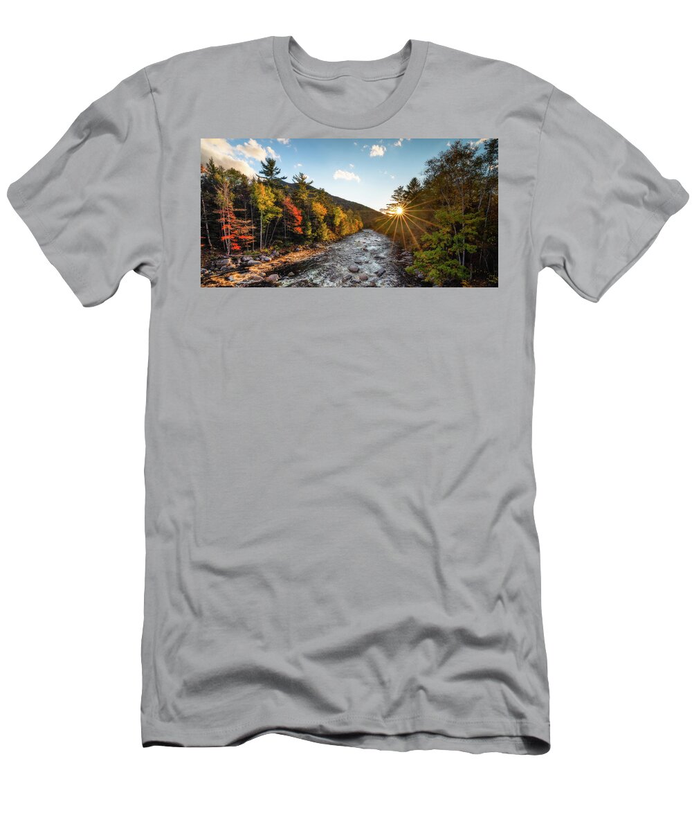 Sunrise T-Shirt featuring the photograph Sunrise over the East Branch Pemigewasset River by William Dickman