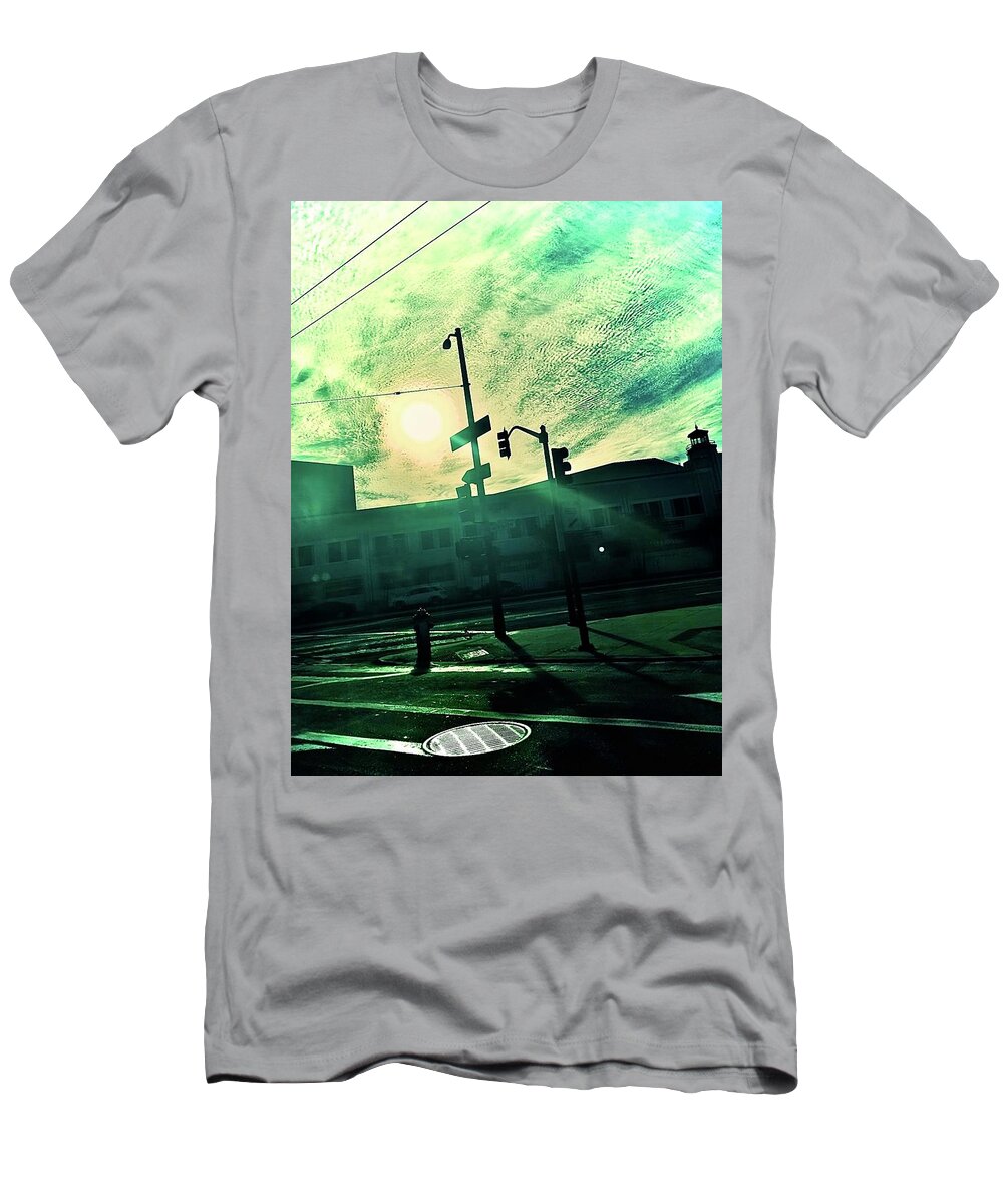 Sunscape T-Shirt featuring the photograph Sunscape by Bencasso Barnesquiat