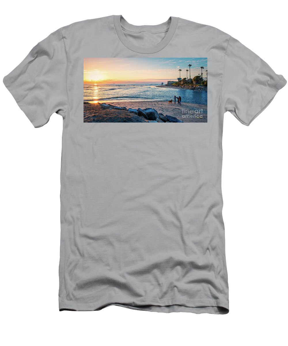 Beach T-Shirt featuring the photograph Sunset at Cardiff-by-the-Sea by David Levin