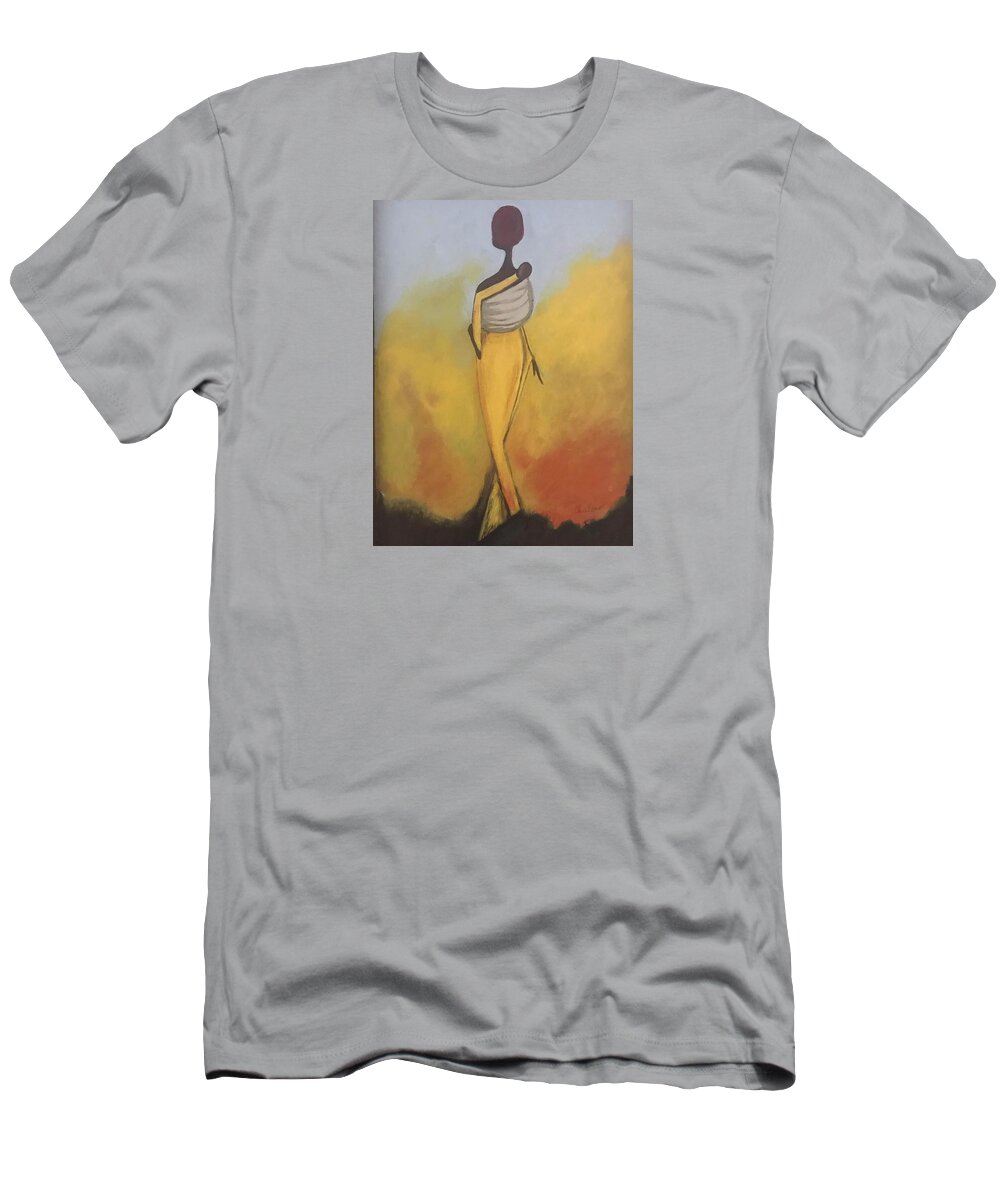  T-Shirt featuring the painting Sunset Babe by Charles Young