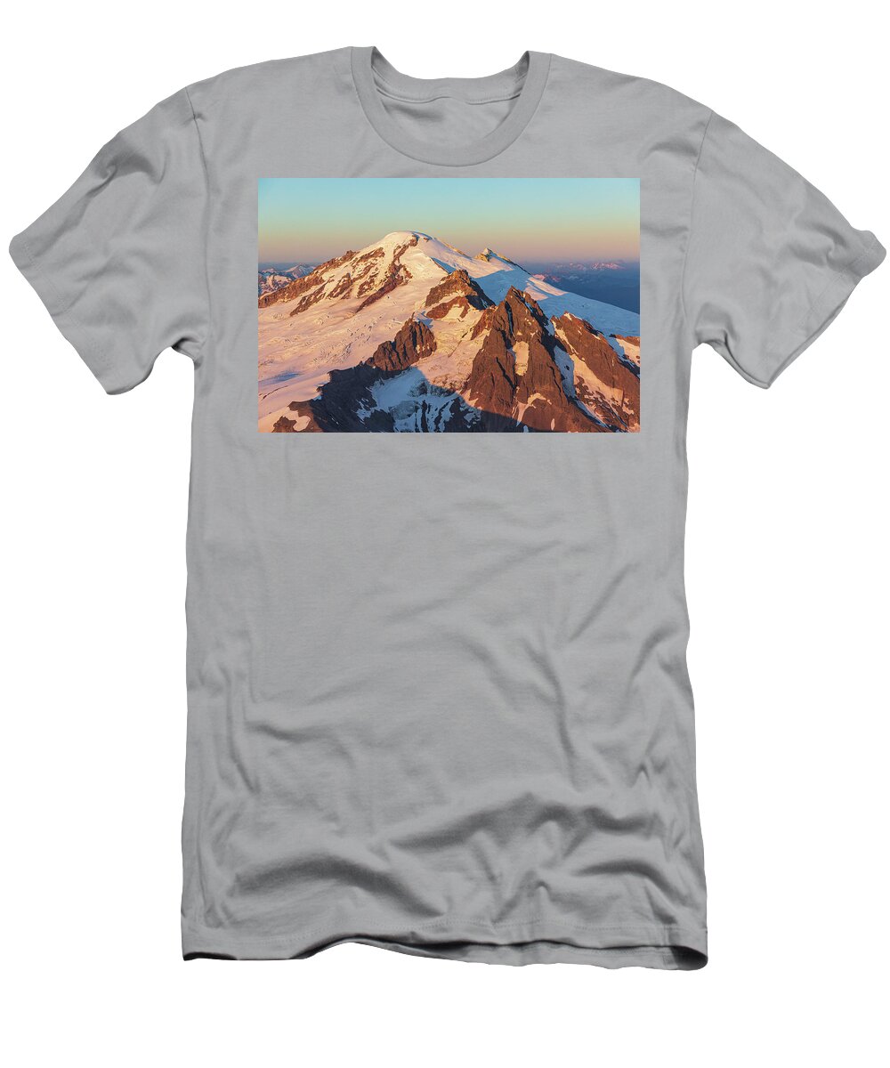 Mount Baker T-Shirt featuring the photograph Sunset Gold by Michael Rauwolf