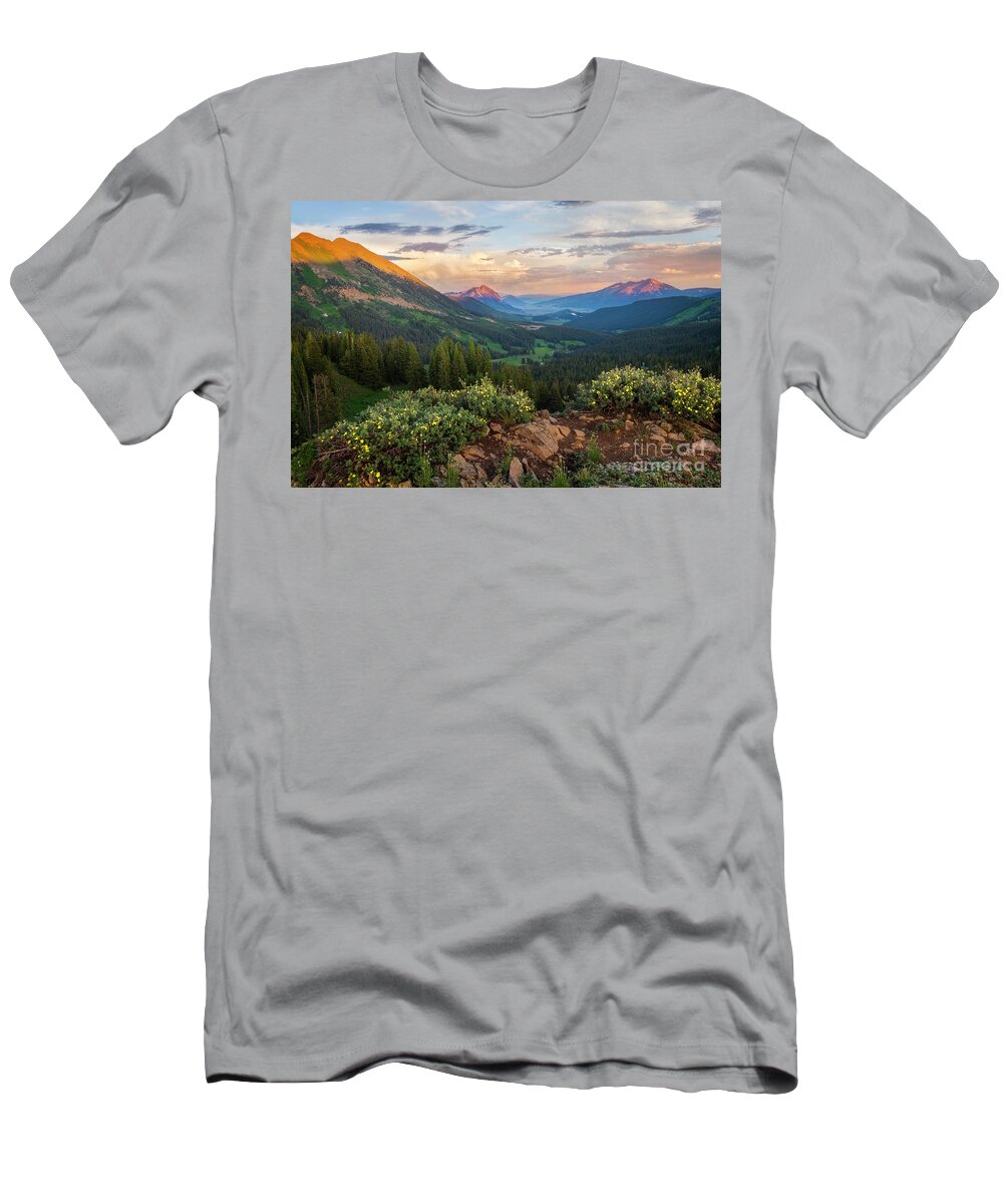 Crested Butte T-Shirt featuring the photograph Sunset in the Crested Butte Mountains by Ronda Kimbrow