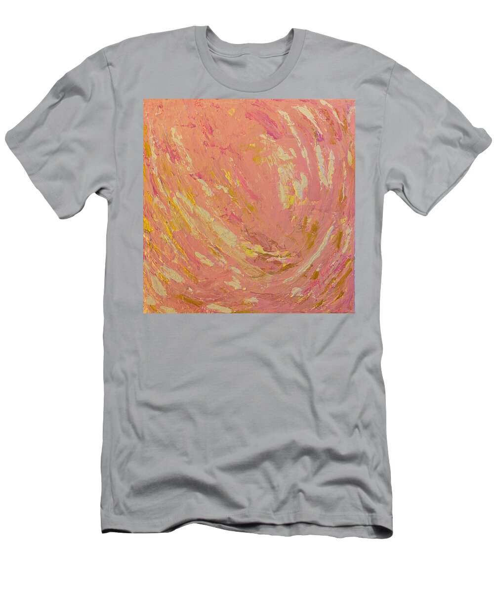 Pink T-Shirt featuring the painting Sunset by Medge Jaspan