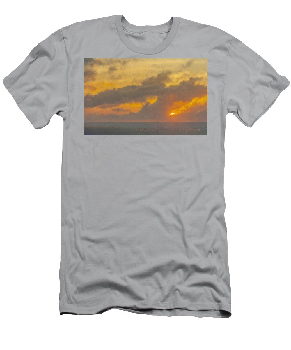 Sunset T-Shirt featuring the painting Sunset Off Bermuda by Bill McEntee