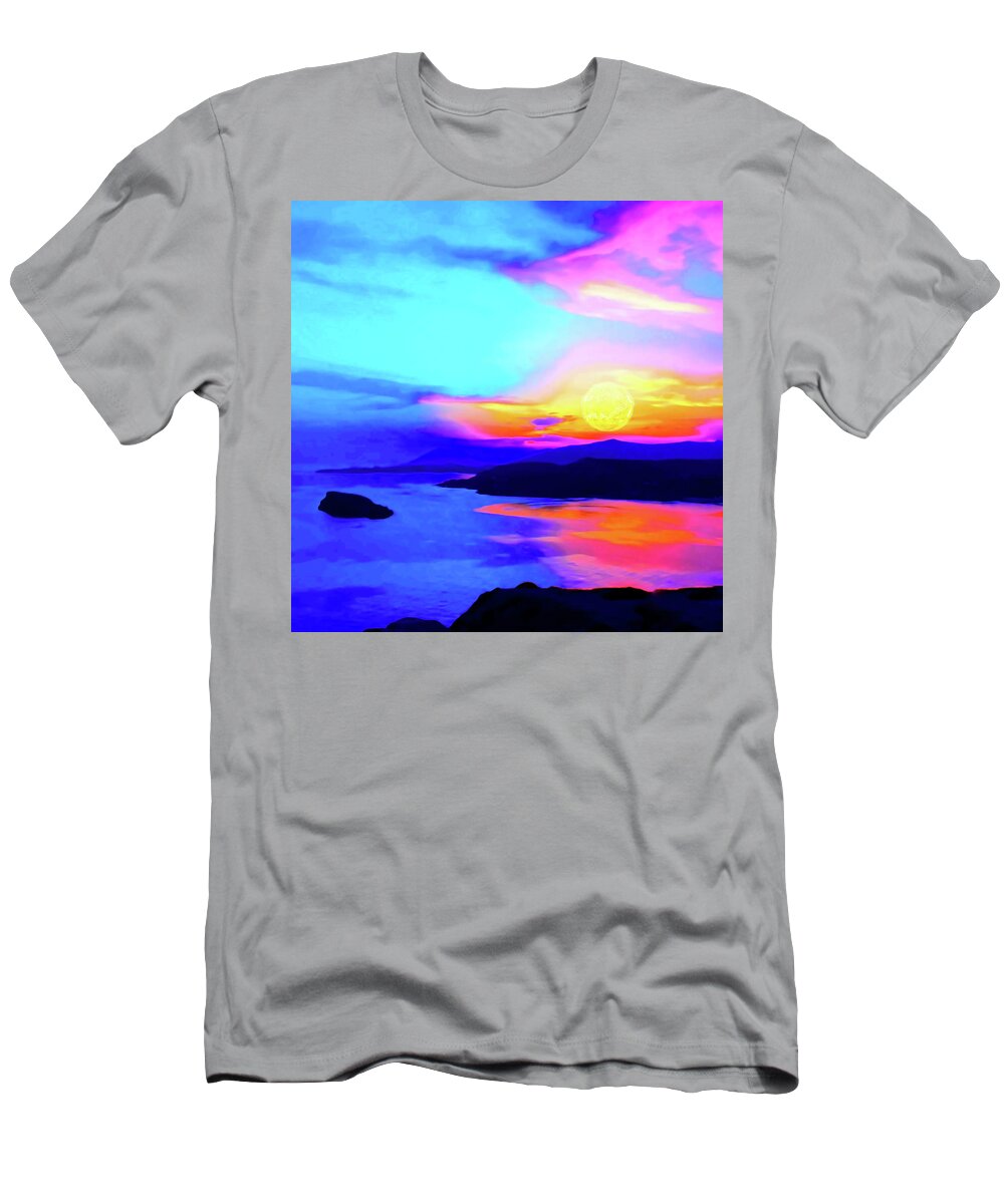 Fantasy Planet Landscape T-Shirt featuring the digital art Sunset on Earth Two by Don White Artdreamer