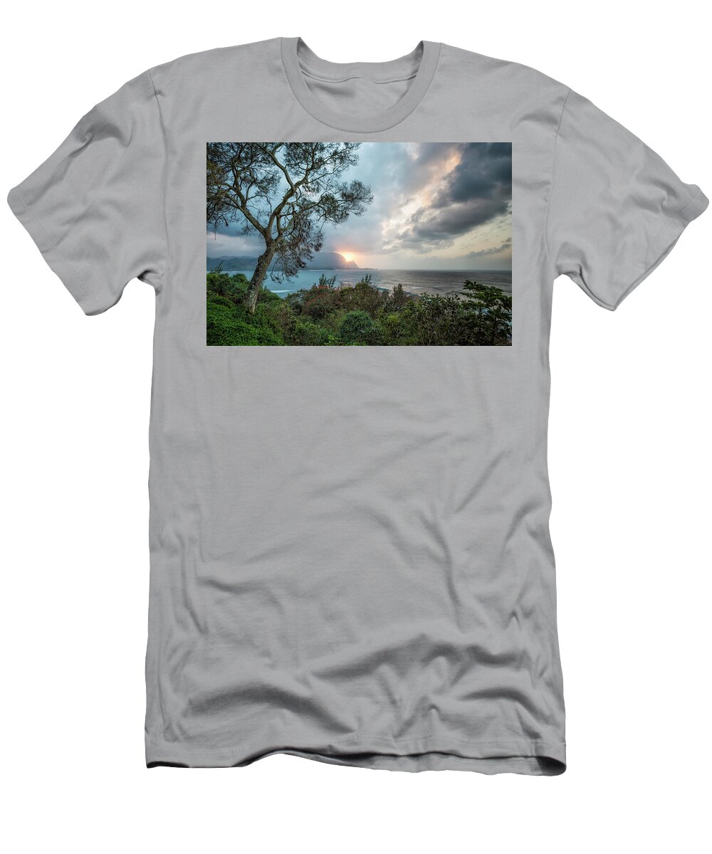 Hanalei Bay T-Shirt featuring the photograph Sunset Over Hanalei Bay from St Regis by Belinda Greb