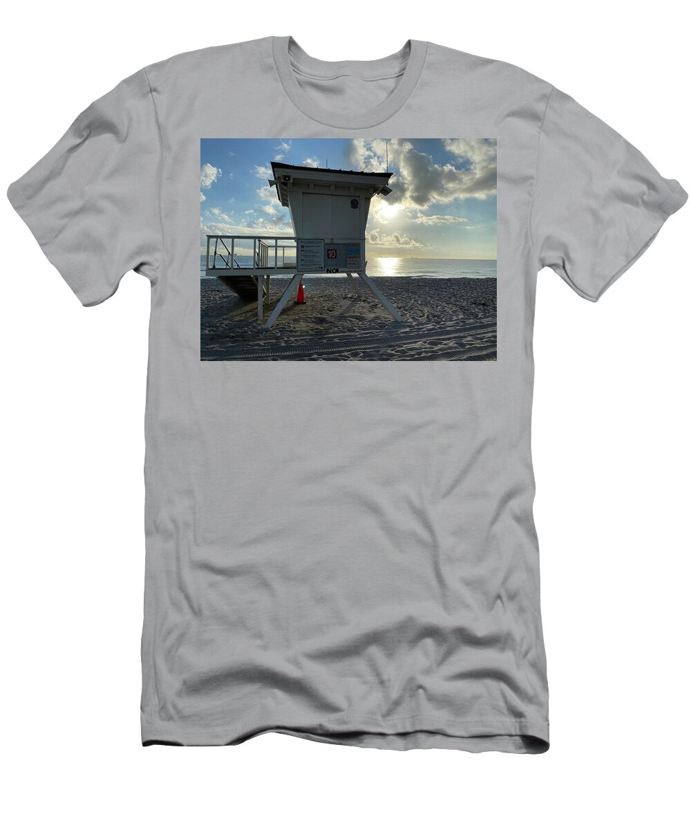 Beach T-Shirt featuring the photograph Sunset tower by Michael Albright