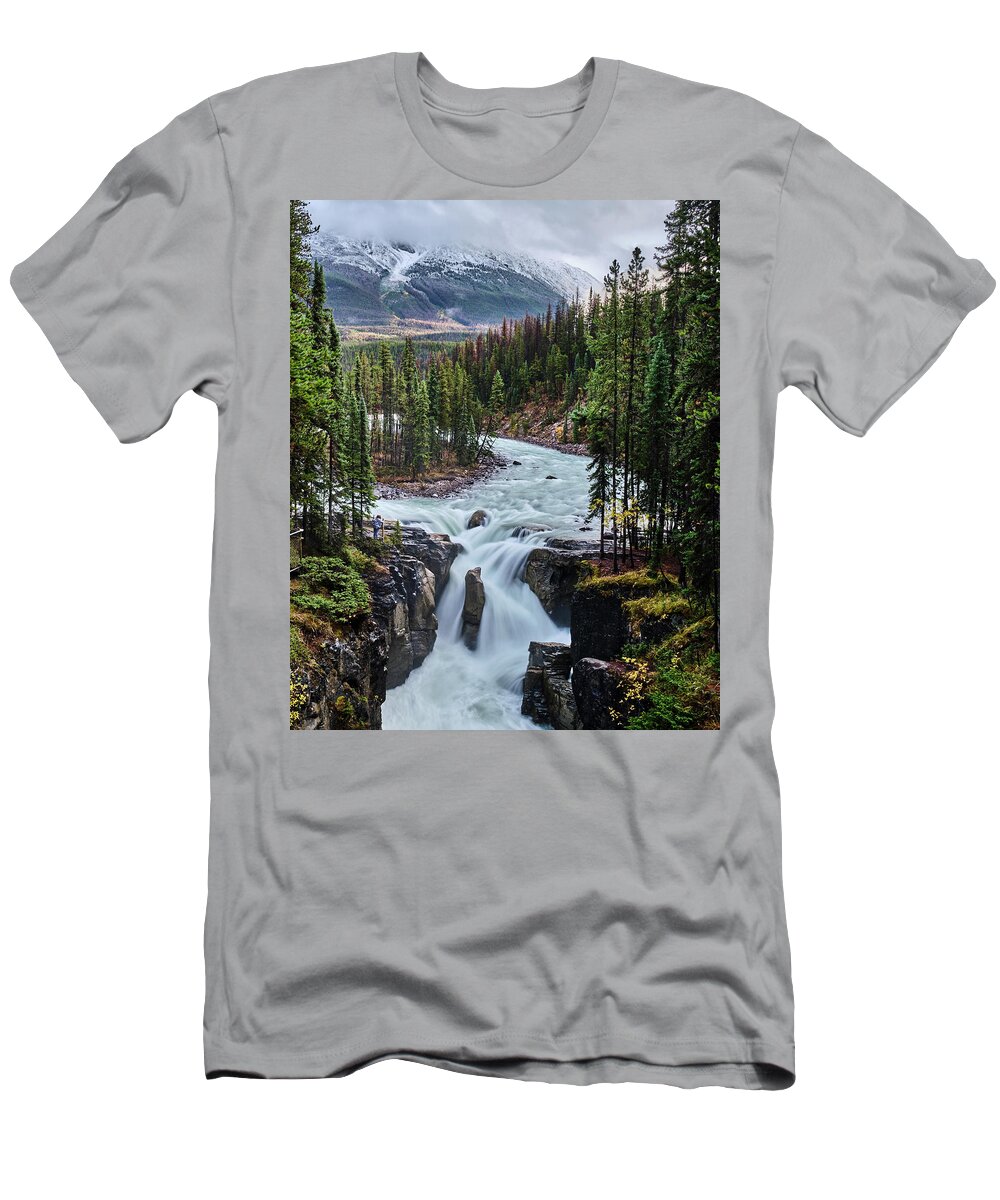 Voyage Jasper Banff 2021 T-Shirt featuring the photograph Sunwapta Falls Jasper by Carl Marceau