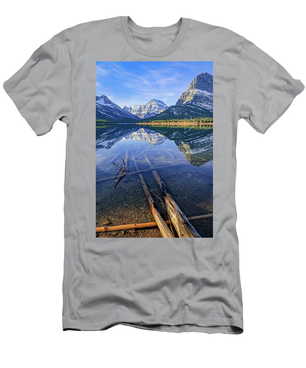 Autumn T-Shirt featuring the photograph Swiftcurrent Driftwood by Jack Bell