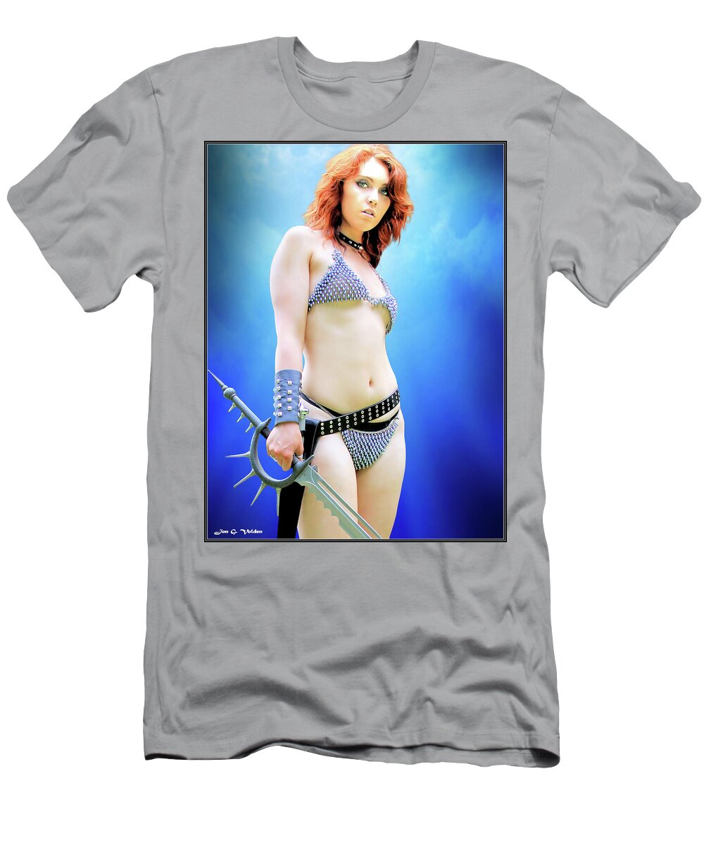 Sword T-Shirt featuring the photograph Sword and Chain Mail Bikini by Jon Volden