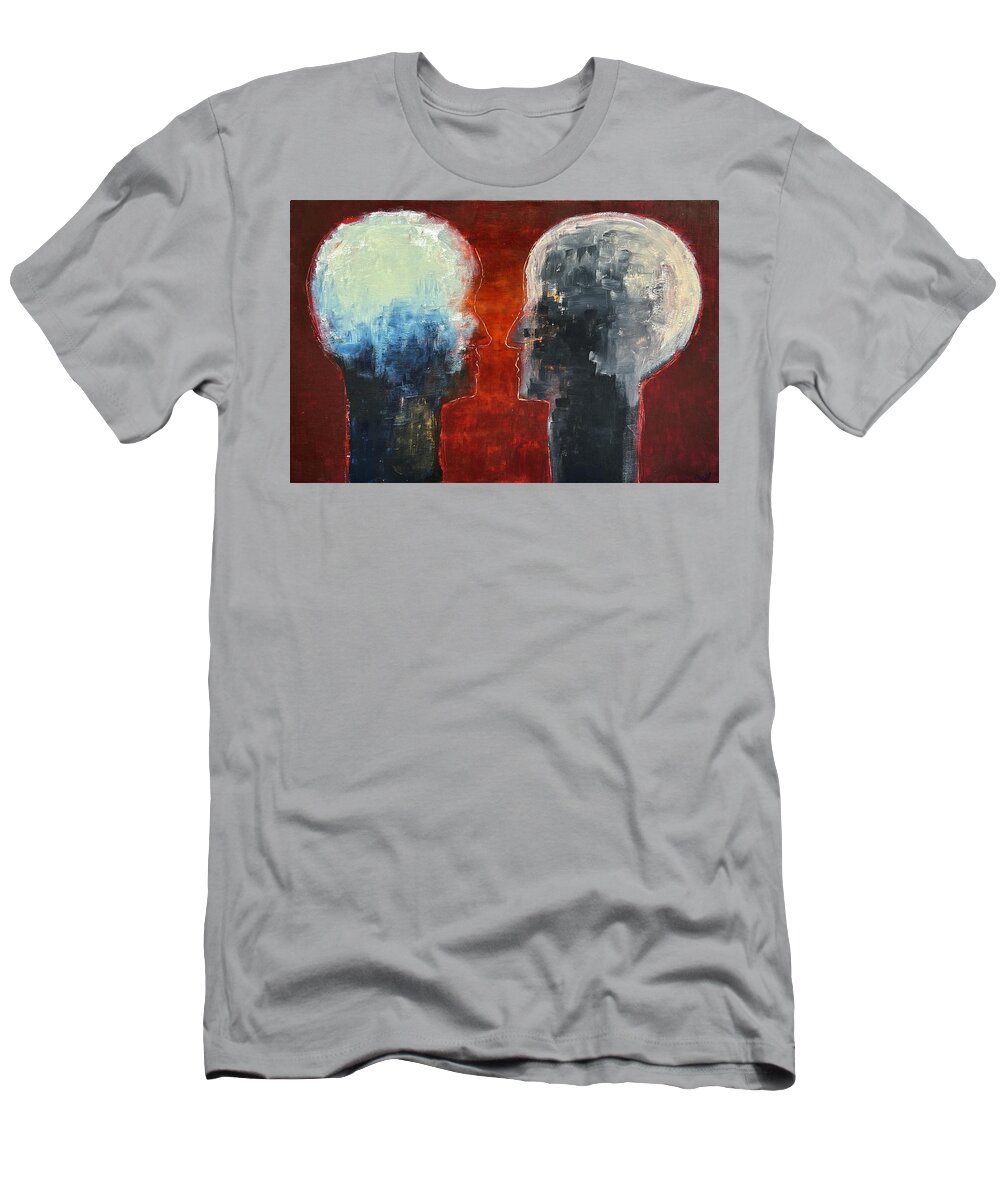 Acrylic. Dry Wall T-Shirt featuring the painting Talking Heads by David Euler