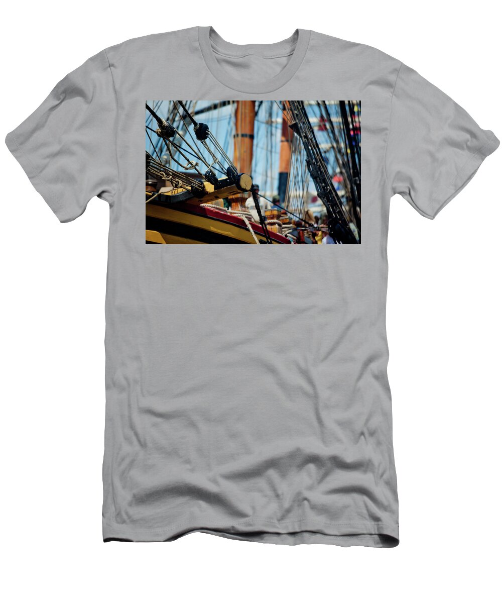 Nautical T-Shirt featuring the photograph Tall Ship Rigging by Rich S