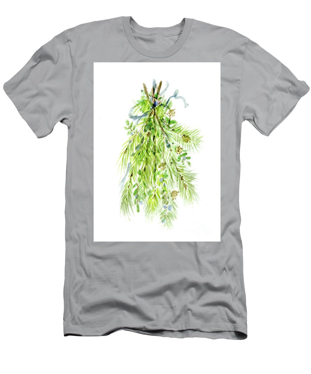 Tamarack T-Shirt featuring the painting Tamarack Tied Bouquet by Laurie Rohner