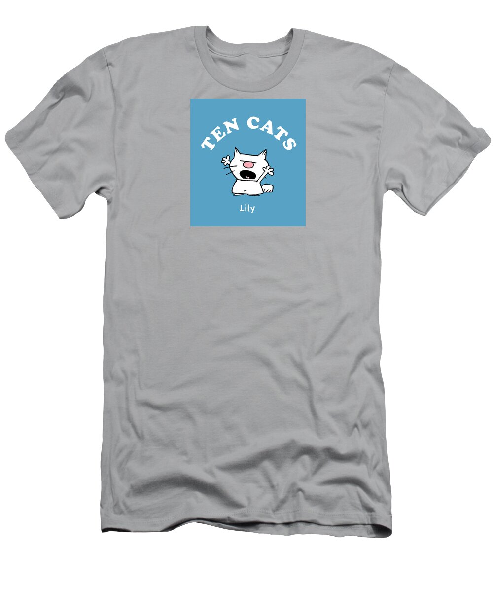 Ten Cats Comic Strip T-Shirt featuring the drawing TEN CATS - Lily by Graham Harrop