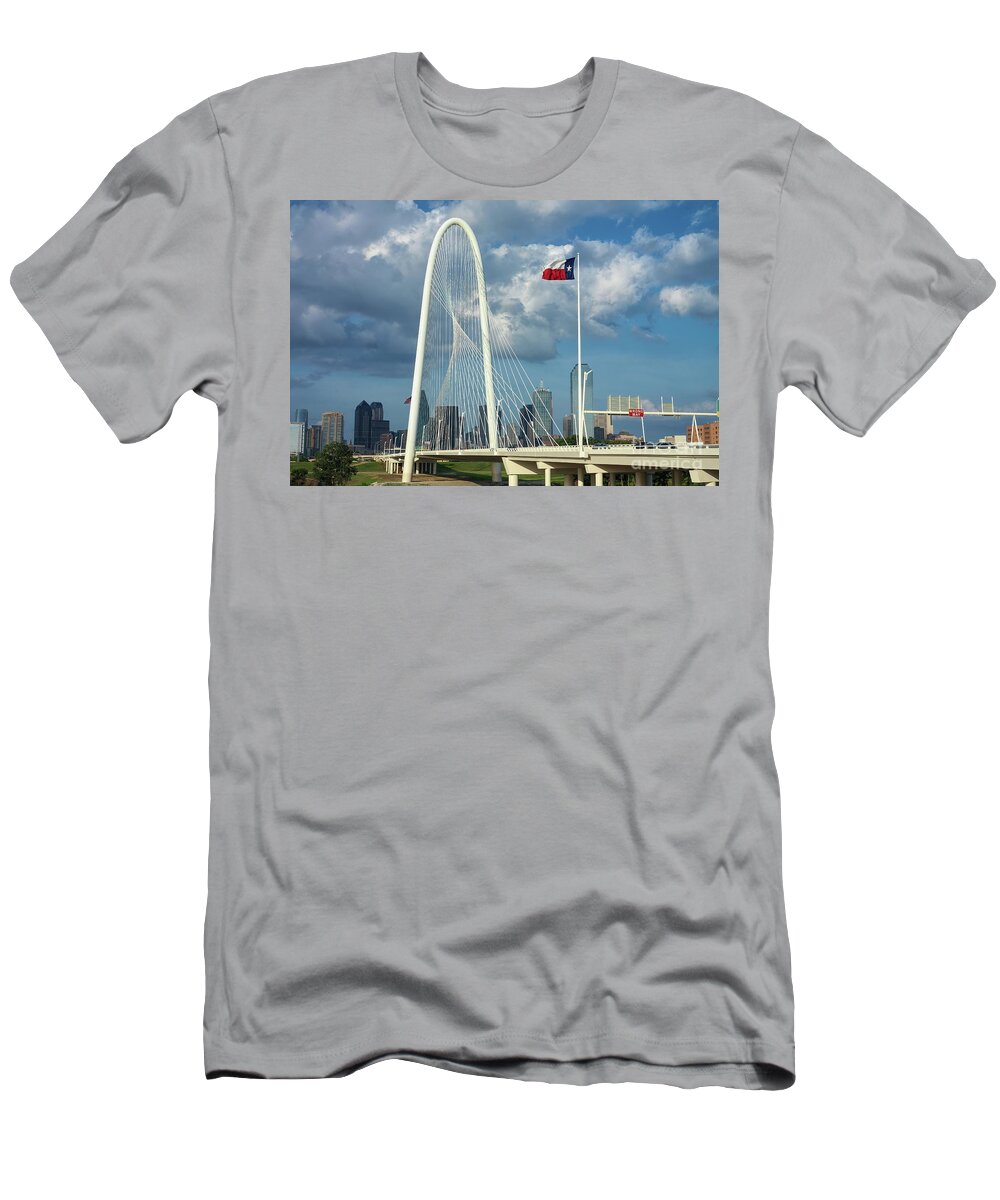 Cityscape T-Shirt featuring the photograph Texas Flag on a Windy Day by Diana Mary Sharpton