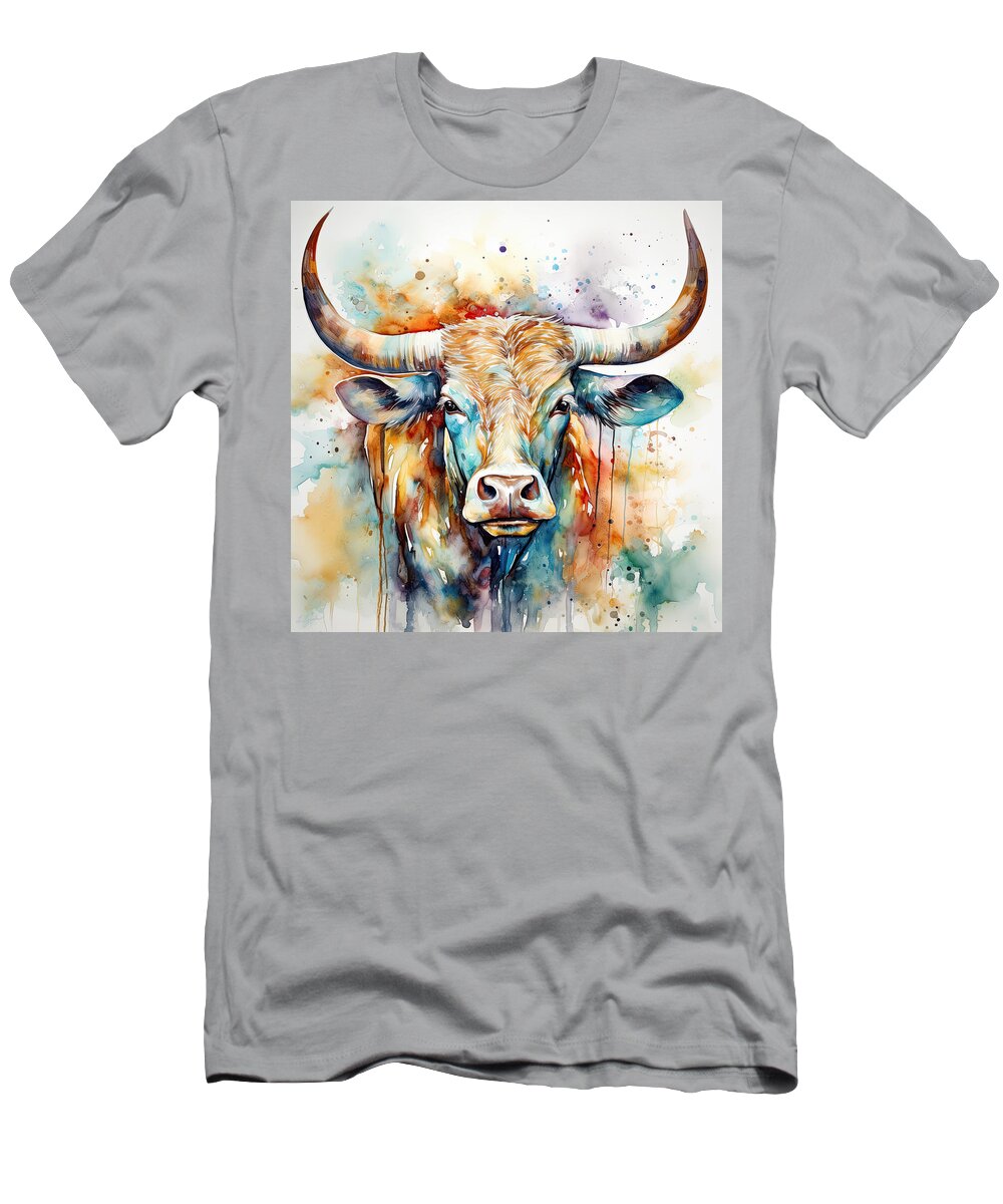 Texas Longhorn T-Shirt featuring the photograph Texas Longhorn Portrait by Lourry Legarde