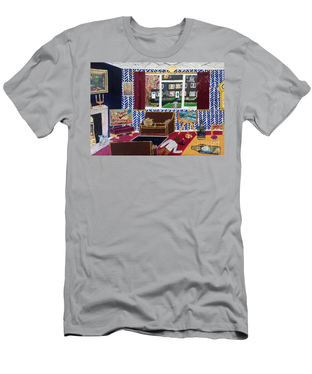Artist T-Shirt featuring the mixed media The Artist and the Alcohol by David Westwood