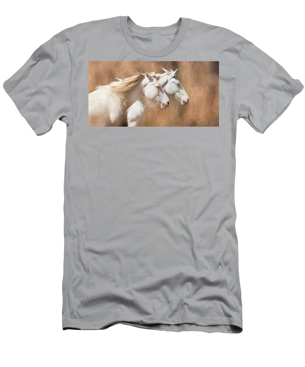 Horses T-Shirt featuring the photograph The Cremellos by Mary Hone