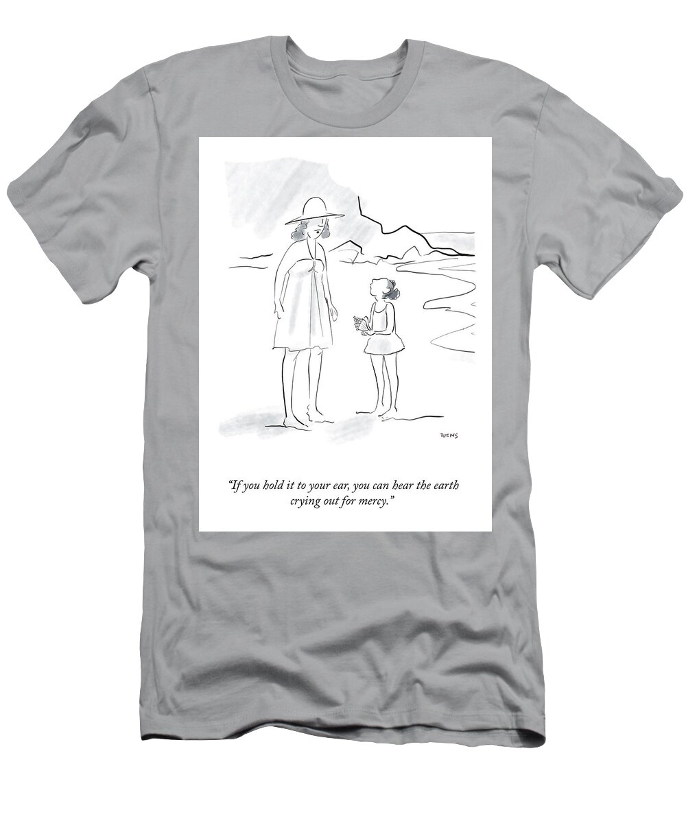 Vacation T-Shirt featuring the drawing The Earth Crying by Teresa Burns Parkhurst