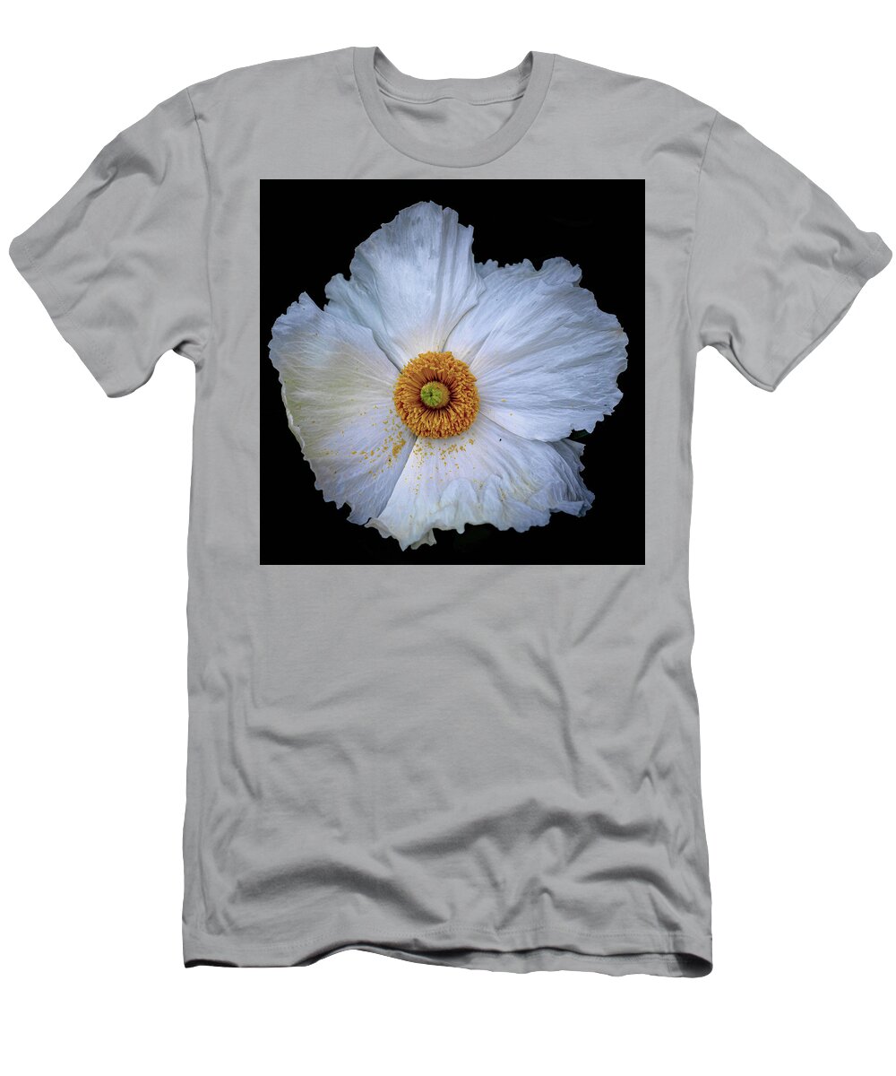 Romneya T-Shirt featuring the photograph The face of a Matilija poppy flower by Alessandra RC