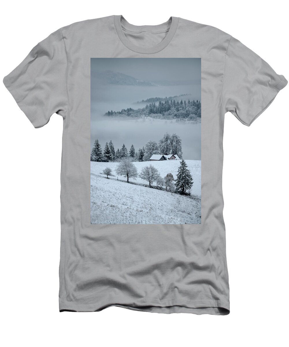 Landscape T-Shirt featuring the photograph The first snow by Jaroslaw Blaminsky