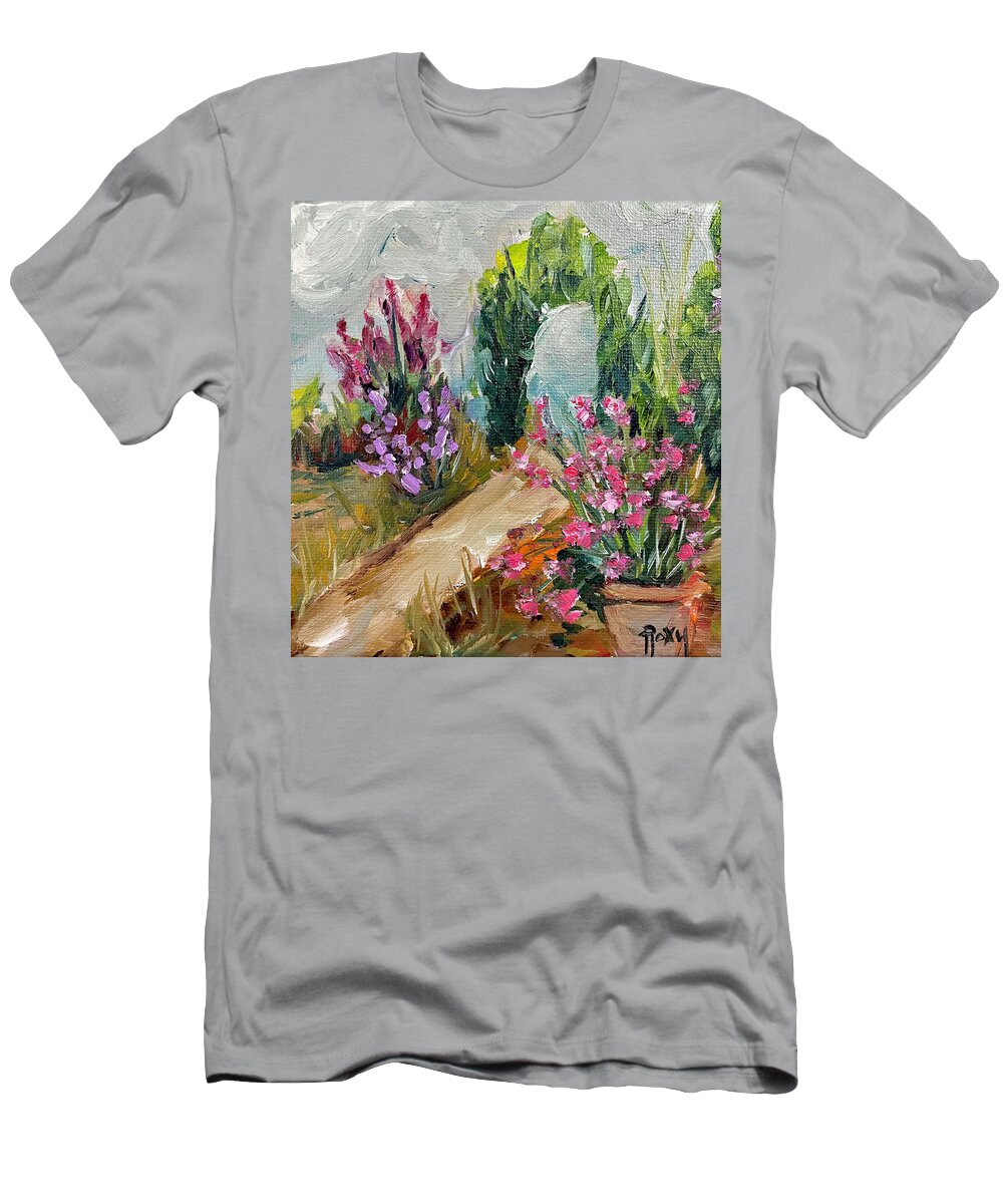 Arch T-Shirt featuring the painting The Garden Arch at Gershon Bachus Vintners Temecula Wine Country by Roxy Rich