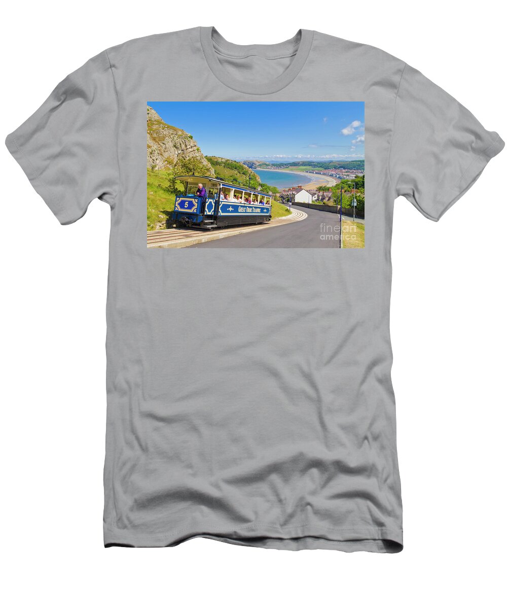 Llandudno T-Shirt featuring the photograph The Great Orme tramway, Llandudno, Wales by Neale And Judith Clark