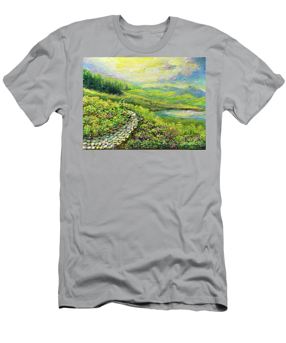 Landscape T-Shirt featuring the painting The Journey To Serenity by Lee Nixon