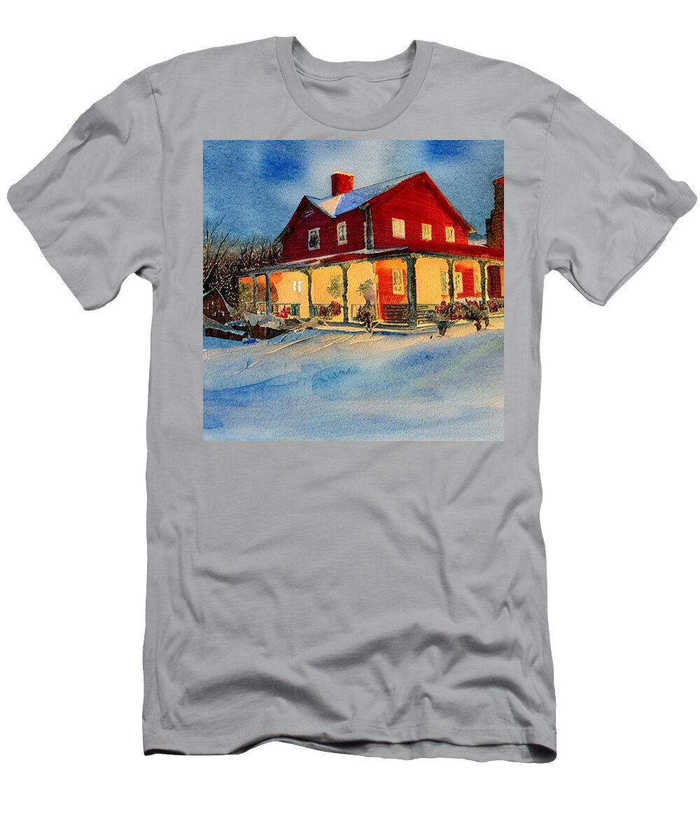 Farmhouse T-Shirt featuring the painting The Old Bloomingdale Dairy by Christopher Lotito