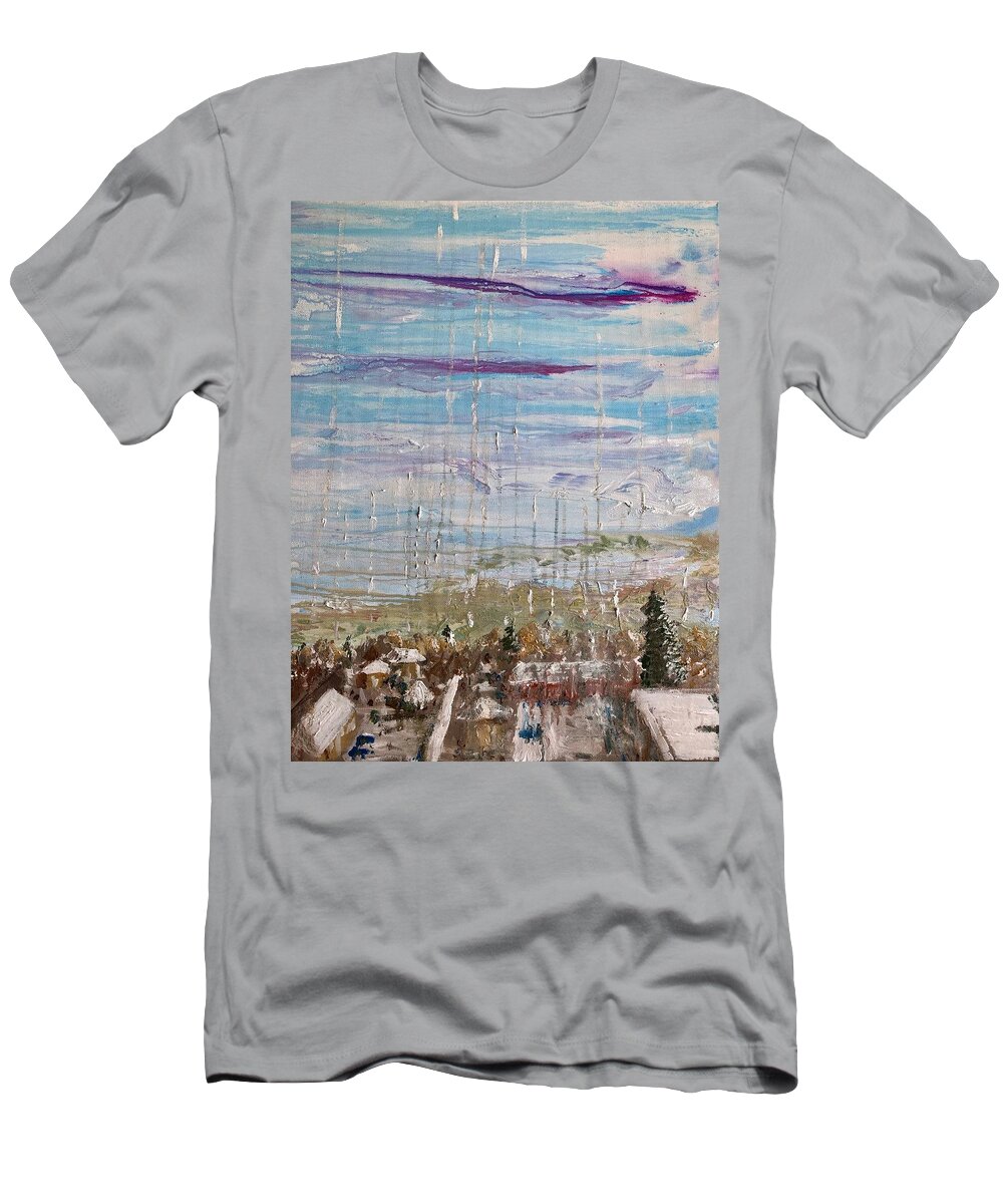 Cityscape T-Shirt featuring the painting The Pillars of Heaven by Bethany Beeler