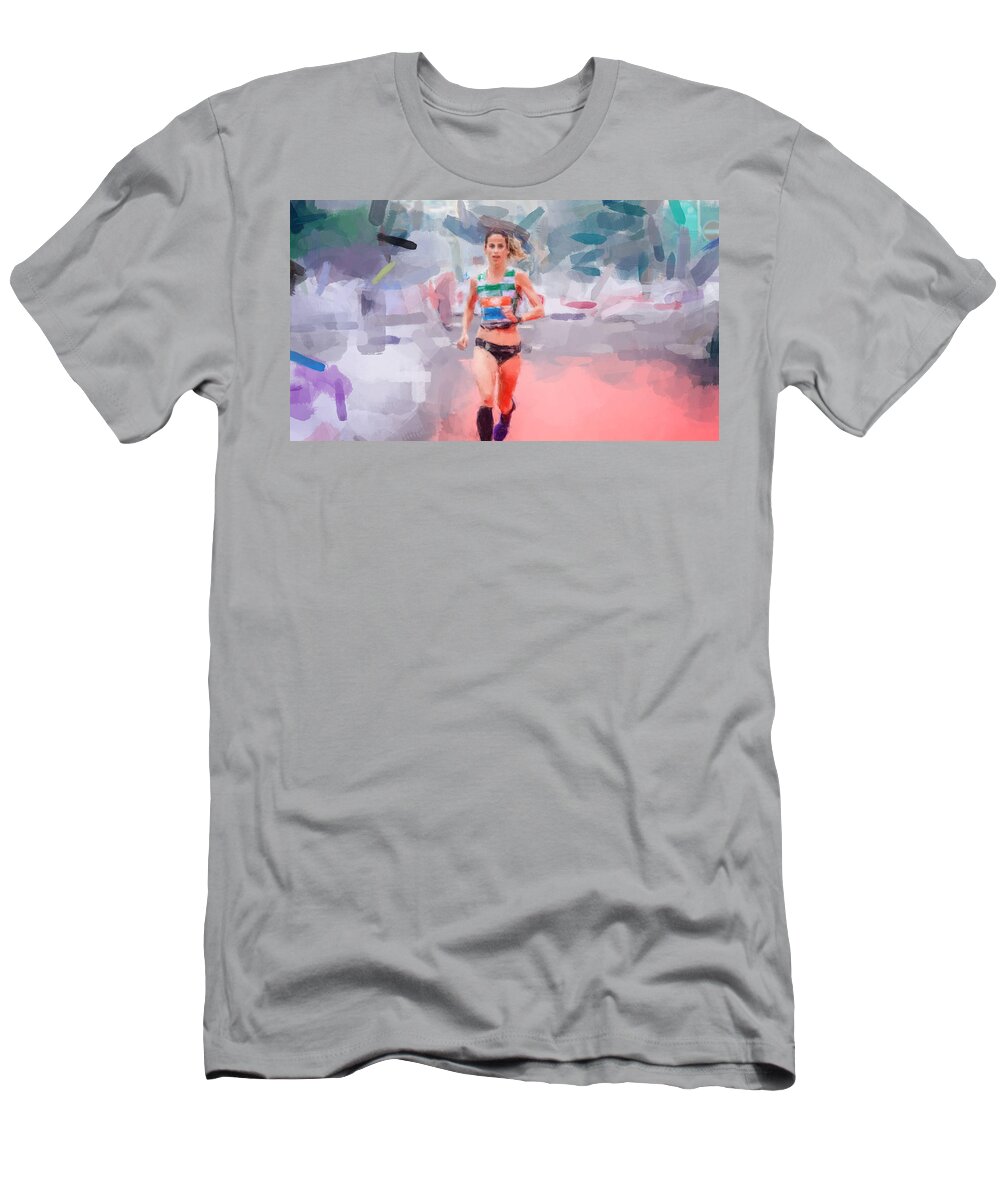 Runner T-Shirt featuring the painting The Racer by Gary Arnold