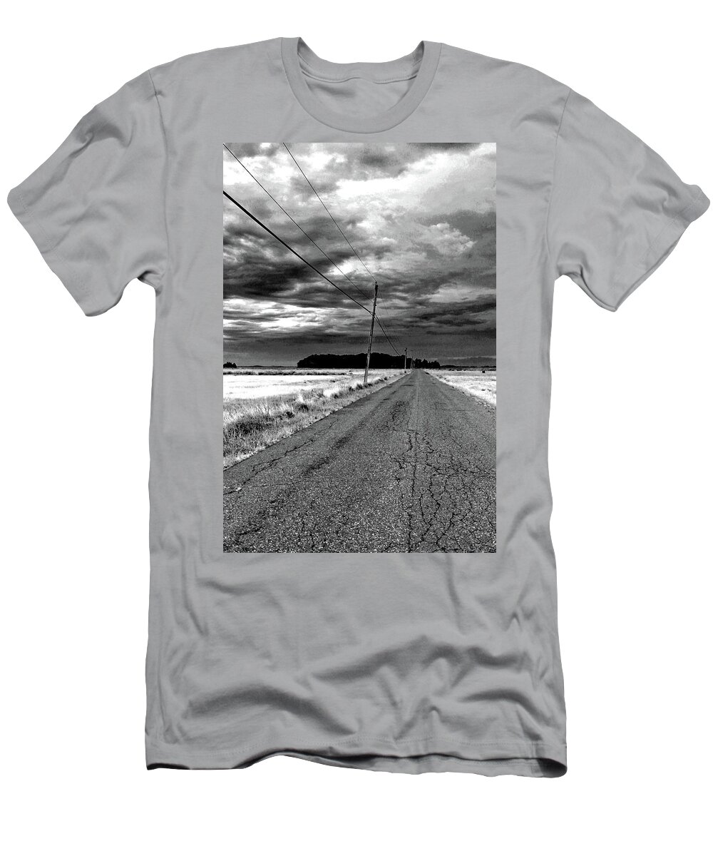 Black And White T-Shirt featuring the photograph The Road by Jeff Heimlich