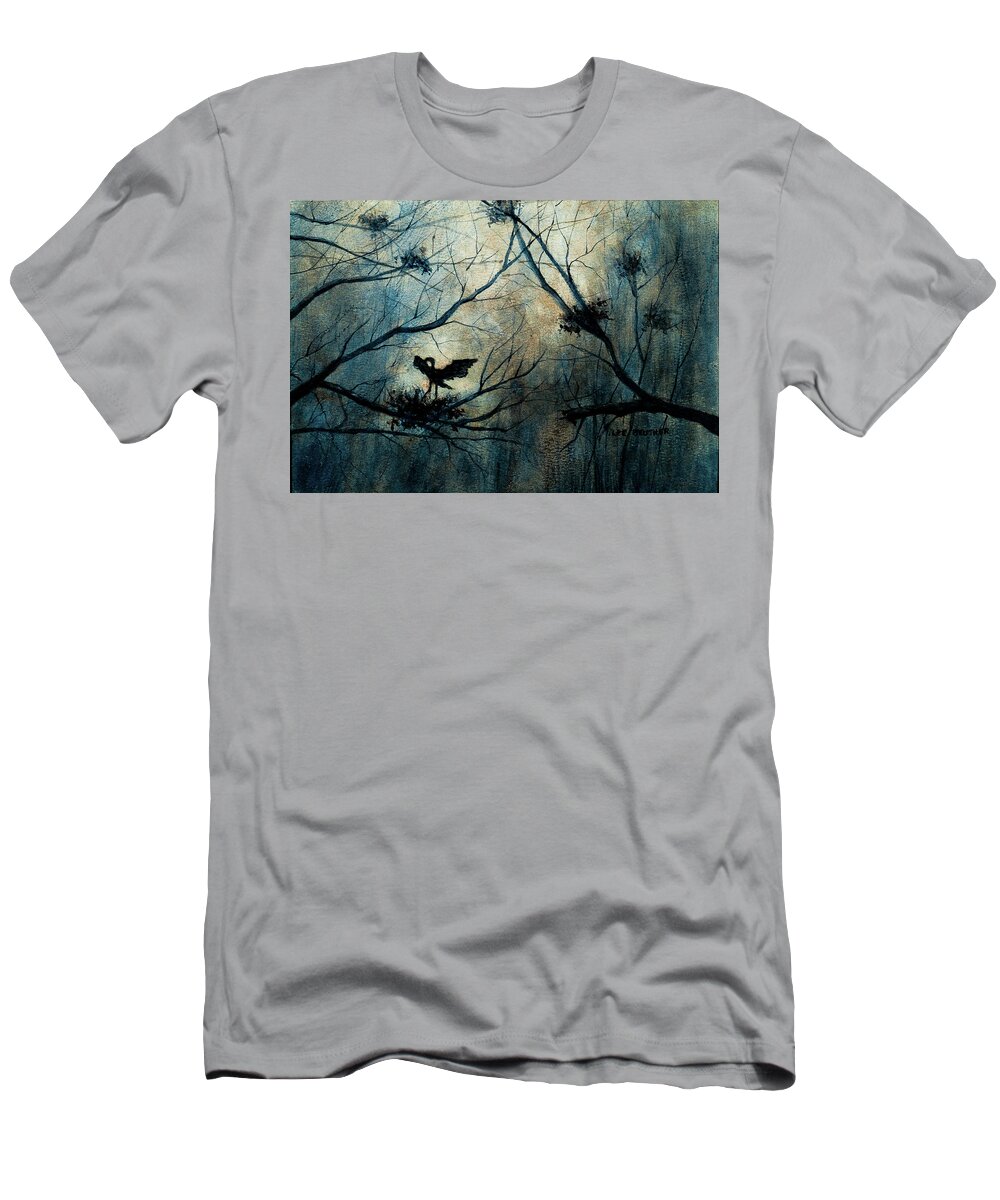 Birds T-Shirt featuring the painting The Rookery by Lee Beuther