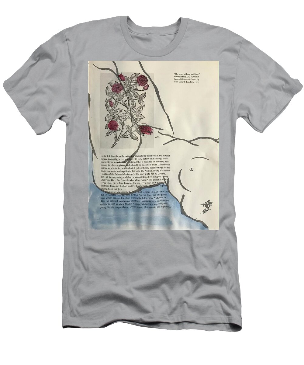 Life Drawing T-Shirt featuring the drawing The Rose Without Prickles by M Bellavia