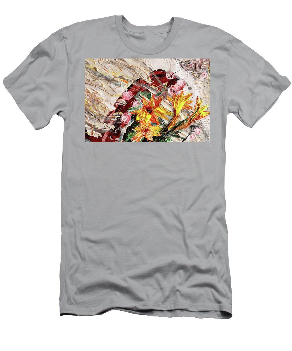 Art Of Israel T-Shirt featuring the painting The Splash Of Life #31. Fragment 2 by Elena Kotliarker