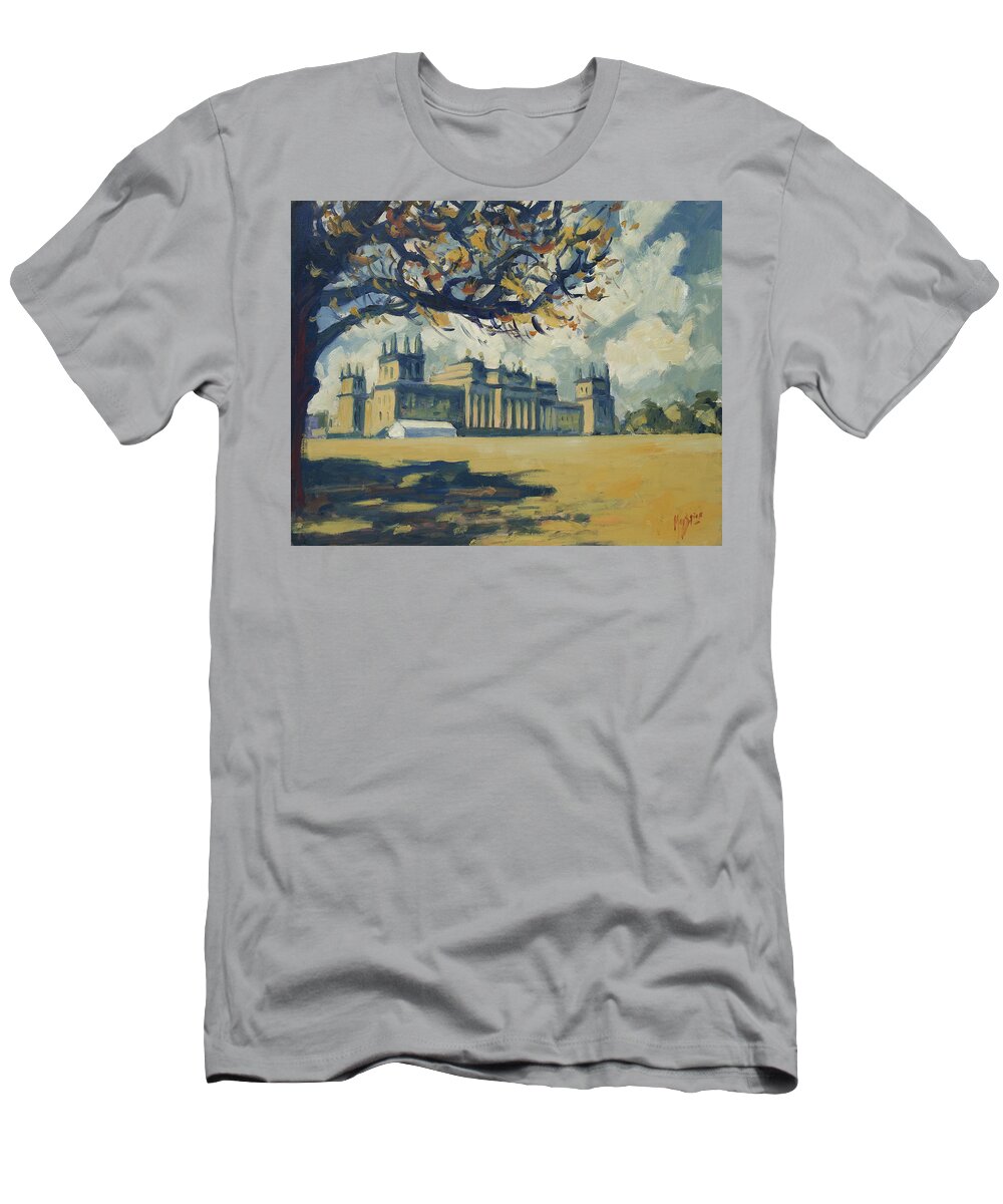 Blenheim Palace T-Shirt featuring the painting The white party tent along Blenheim Palace by Nop Briex