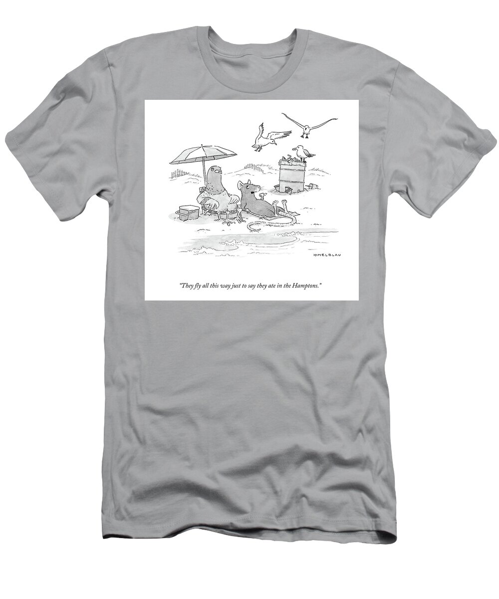 A27182 T-Shirt featuring the drawing They Ate in the Hamptons by Ed Himelblau