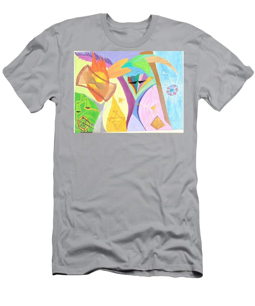 Time T-Shirt featuring the painting Time's Eye by B Aswin Roshan