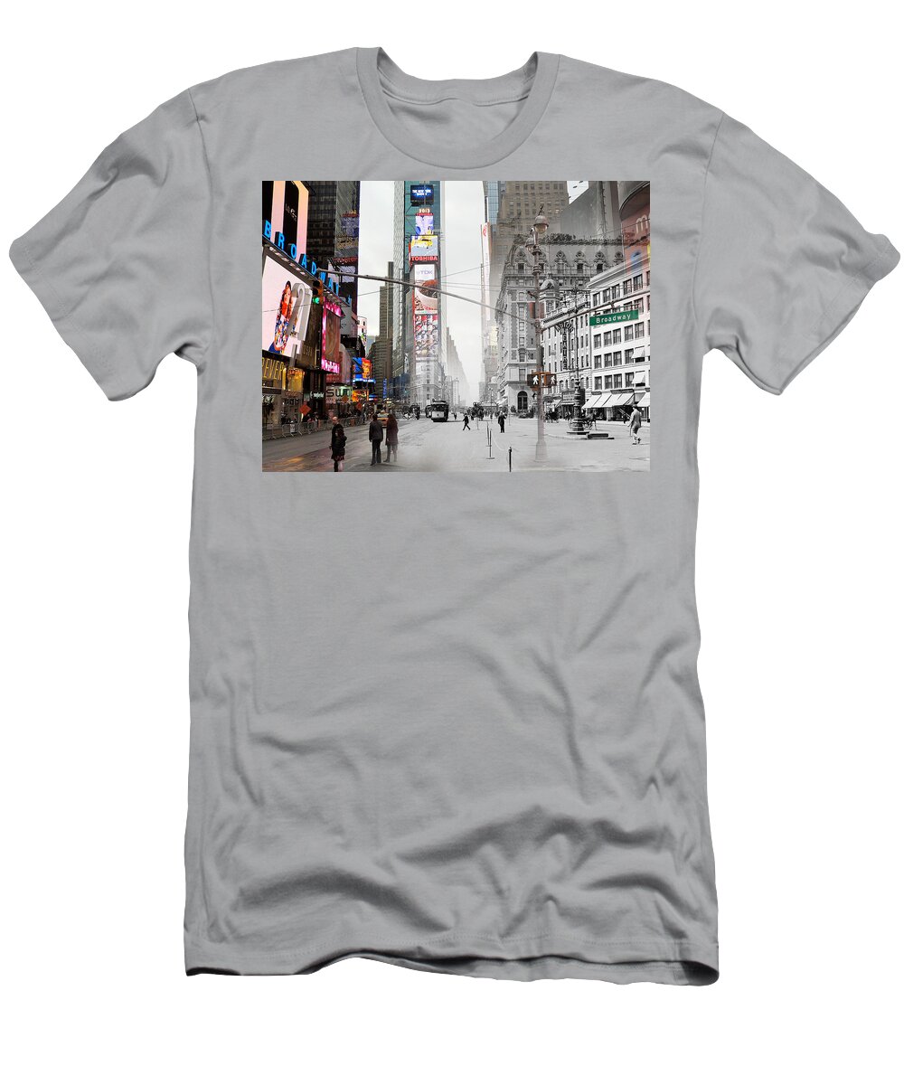 New York T-Shirt featuring the photograph Times Square, New and Old by Eric Nagy