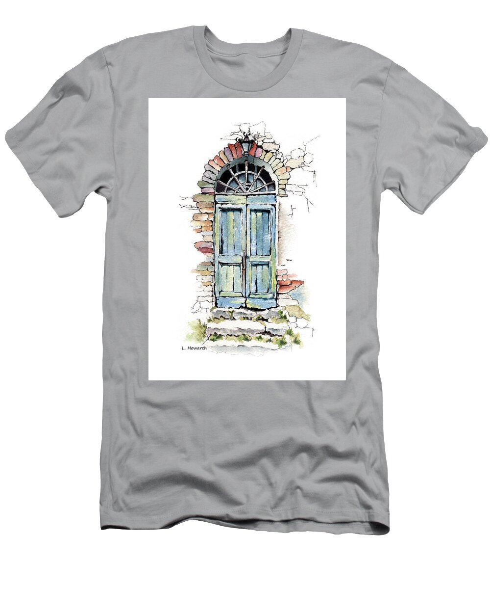 Doorway T-Shirt featuring the painting To Another World by Louise Howarth